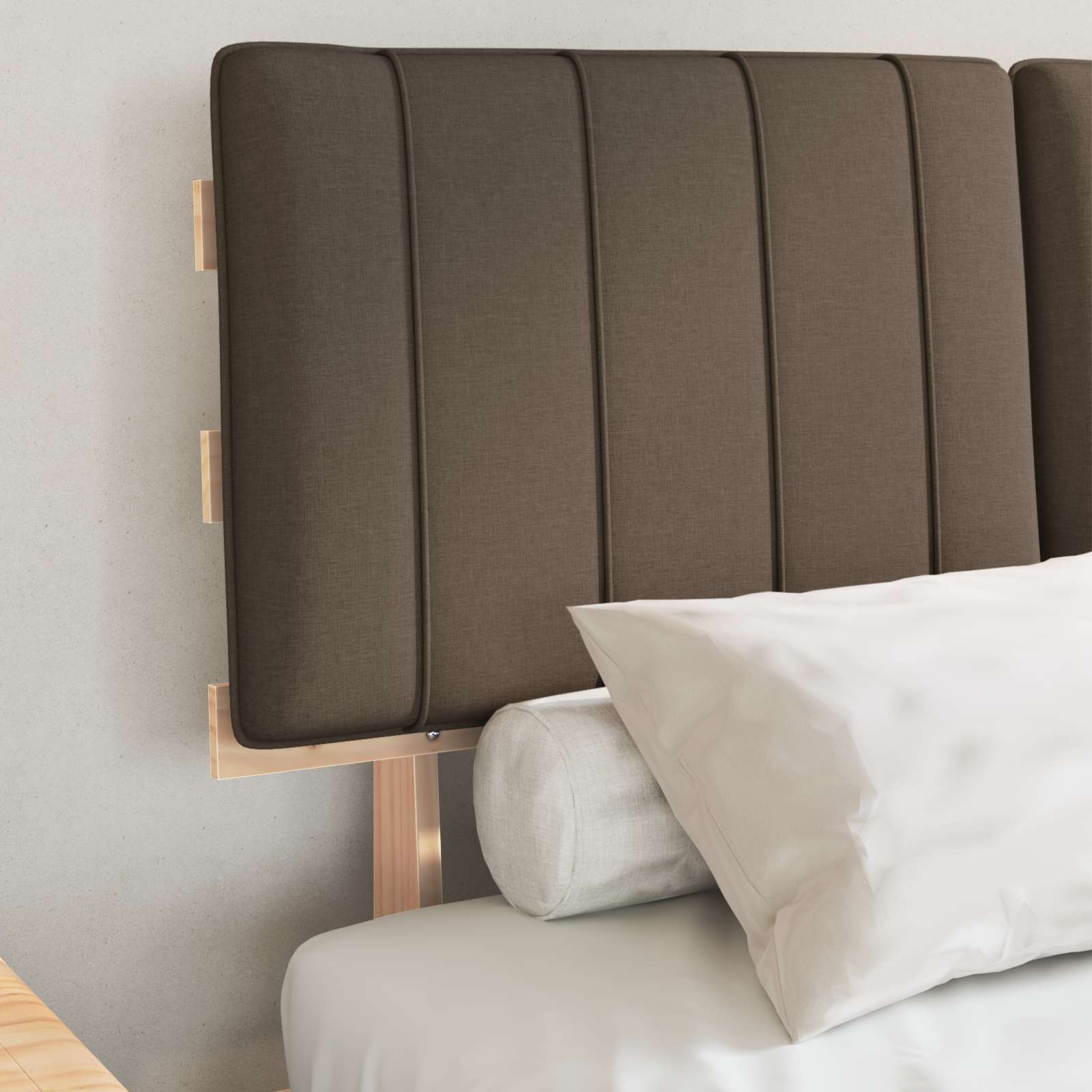 Cadre de lit avec tête de lit rembourrée Taupe 120 x 190 cm - XIOS