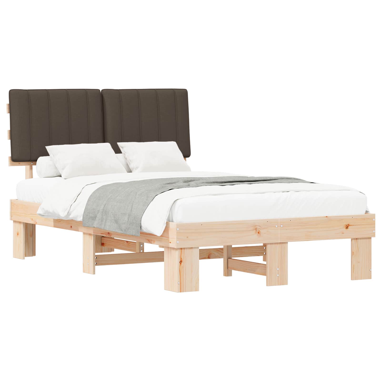 Cadre de lit avec tête de lit rembourrée Taupe 120 x 190 cm - XIOS