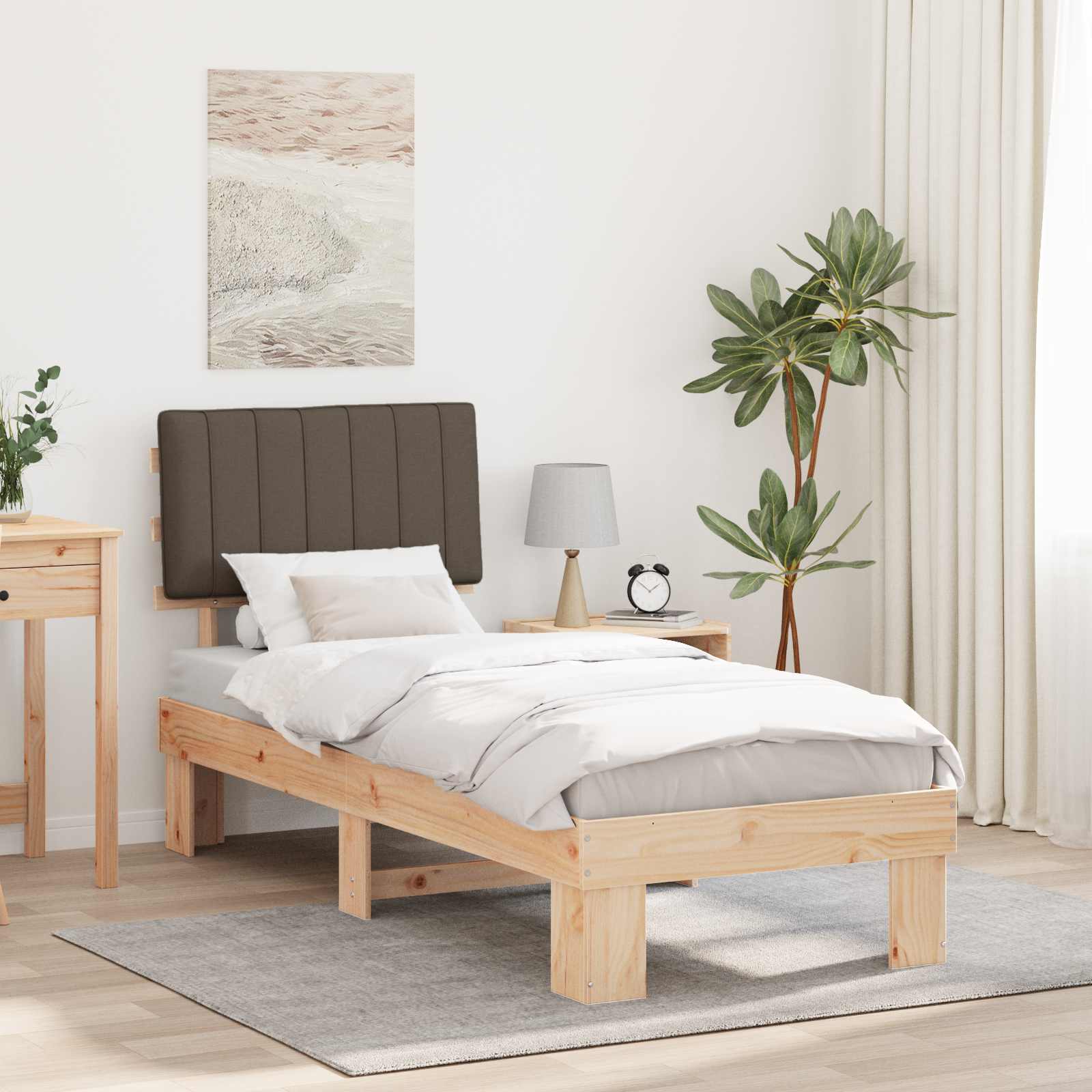 Cadre de lit avec tête de lit rembourrée Taupe 80 x 200 cm - XIOS