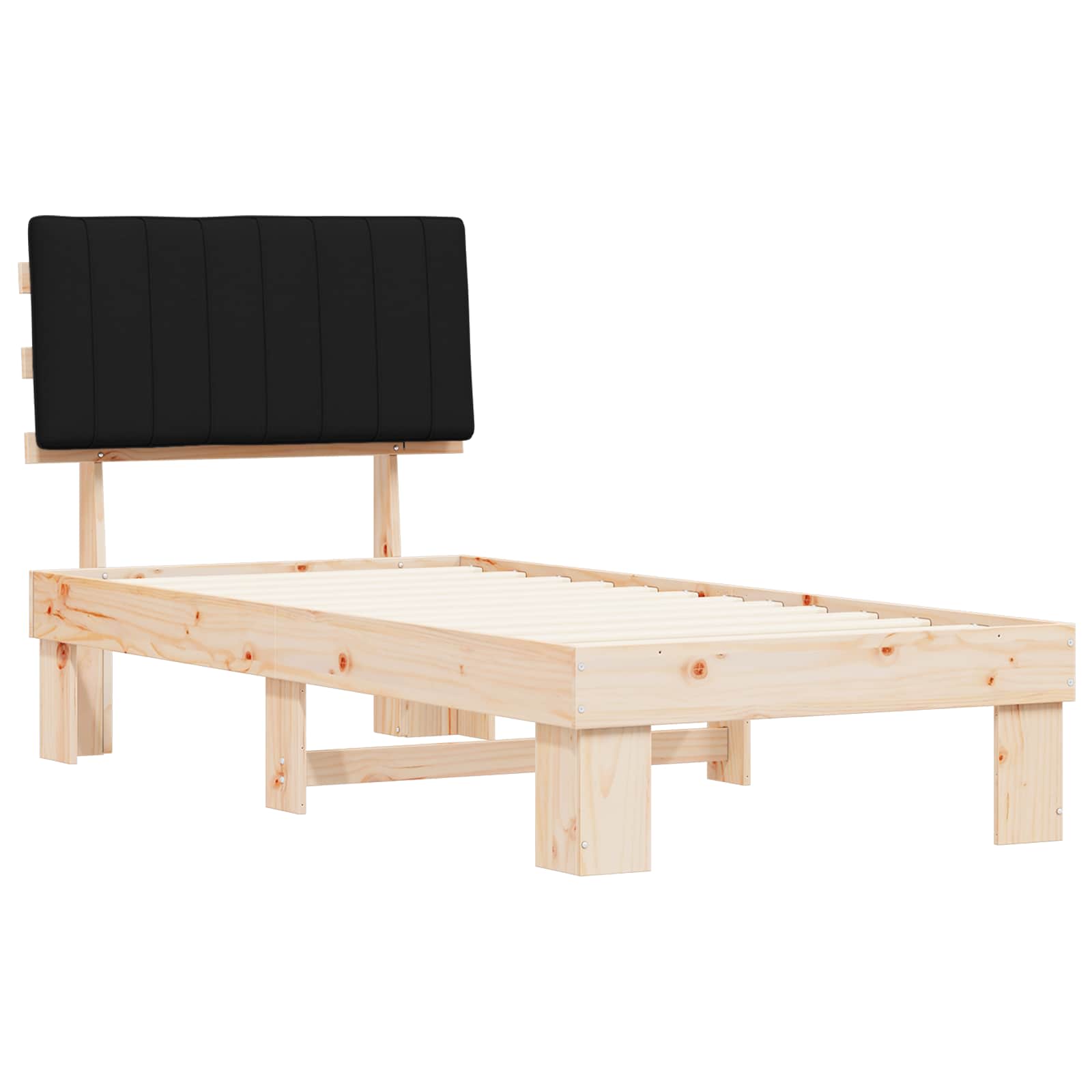 Cadre de lit avec tête de lit rembourrée Noir 90 x 190 cm - XIOS