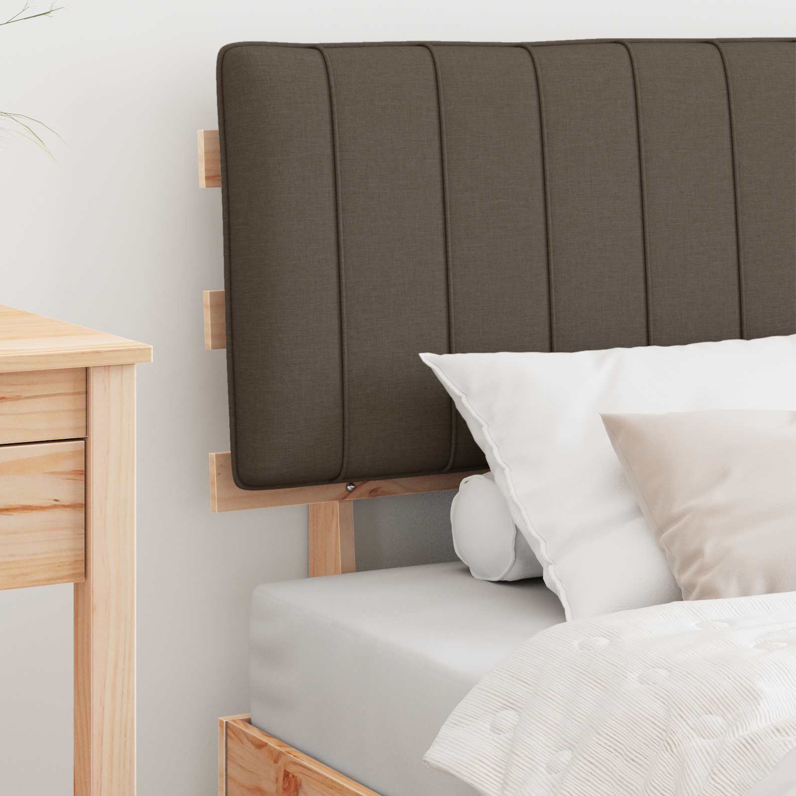 Cadre de lit avec tête de lit rembourrée Taupe 90 x 190 cm - XIOS