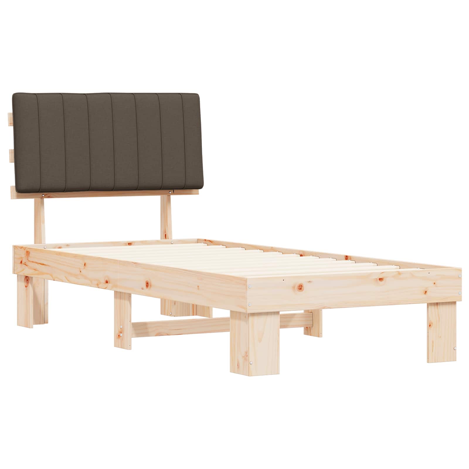 Cadre de lit avec tête de lit rembourrée Taupe 90 x 190 cm - XIOS