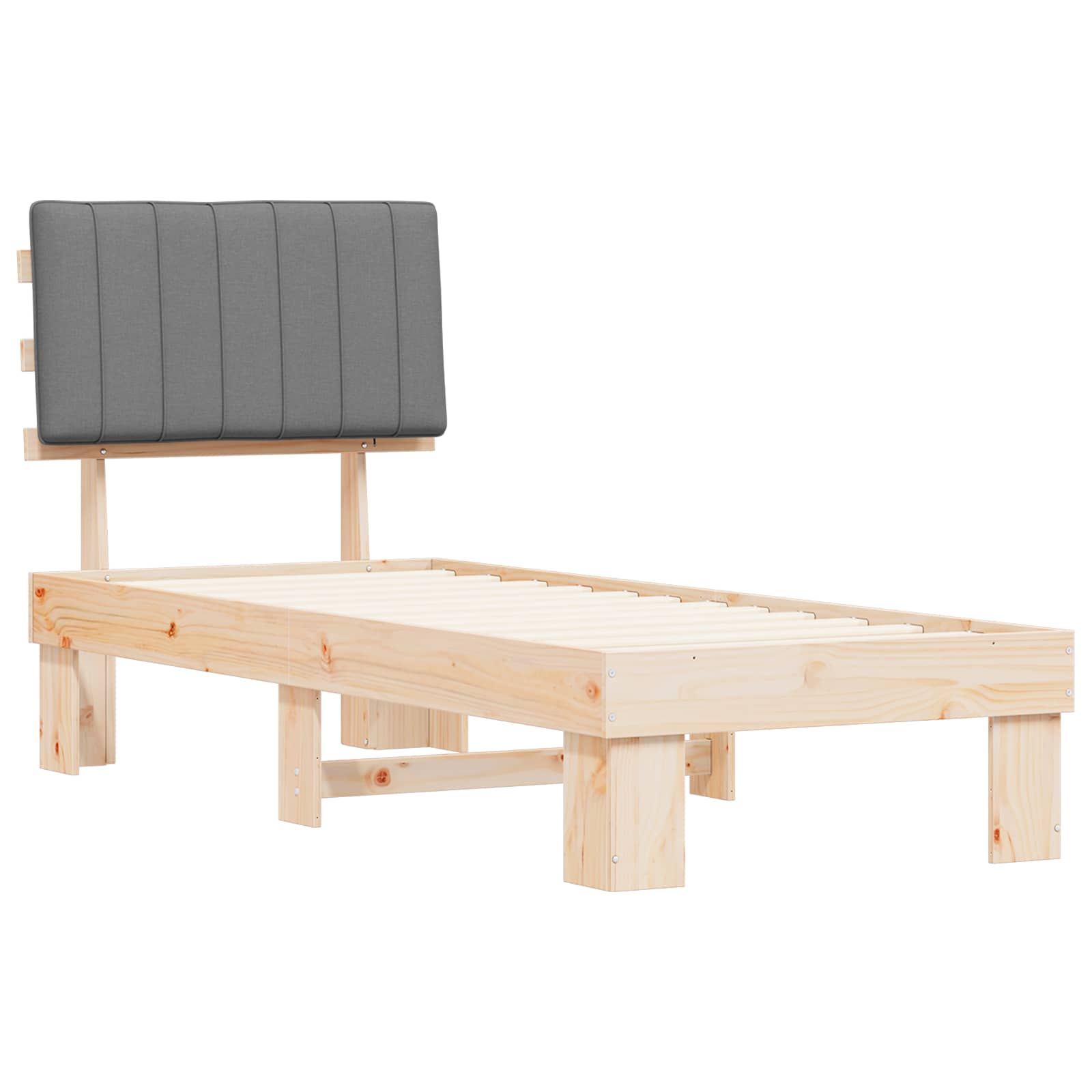 Cadre de lit avec tête de lit rembourrée Gris clair 75 x 190 cm - XIOS