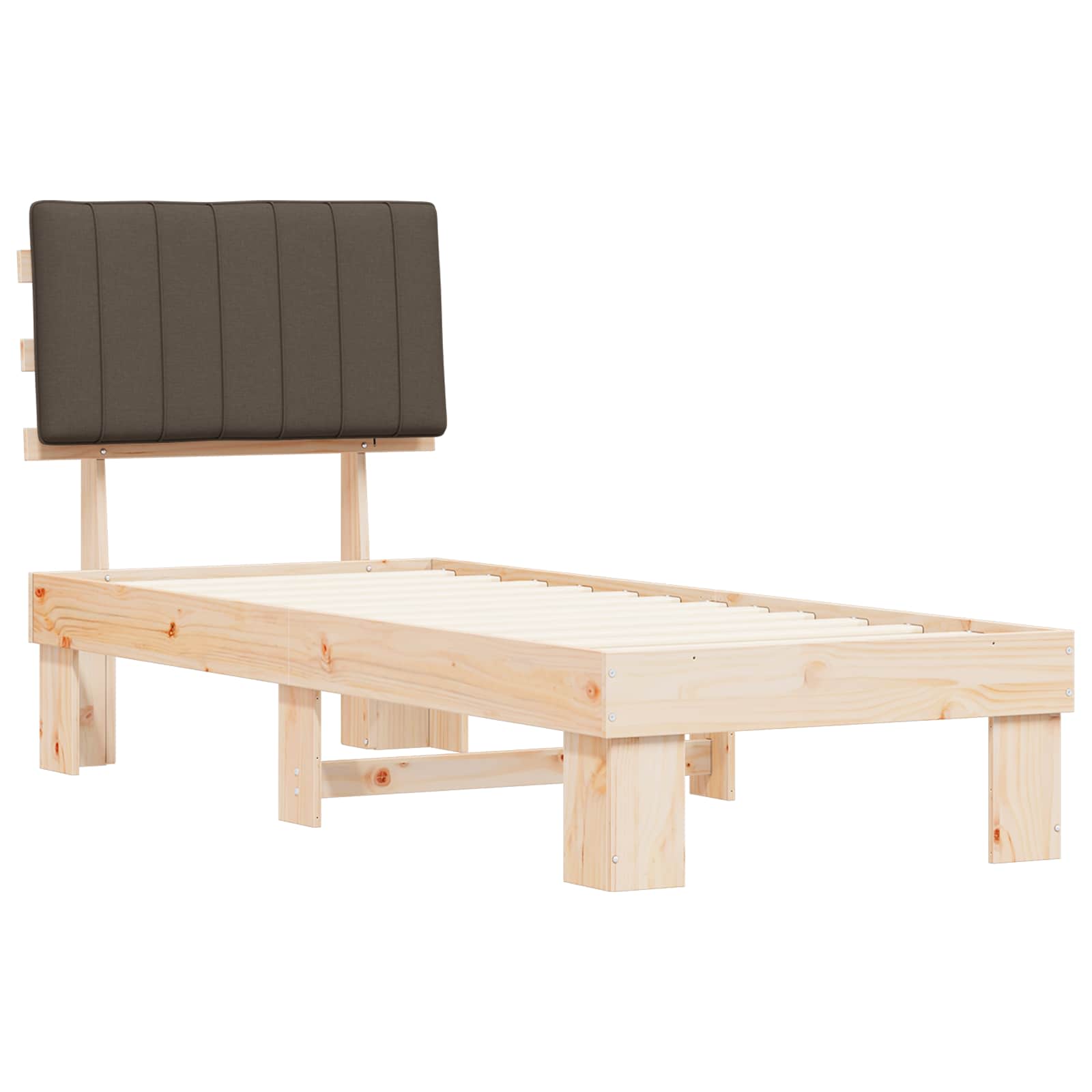 Cadre de lit avec tête de lit rembourrée Taupe 75 x 190 cm - XIOS