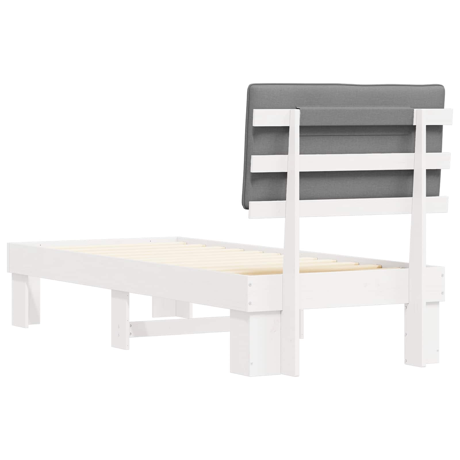 Cadre de lit avec tête de lit rembourrée Gris clair 75 x 190 cm - XIOS