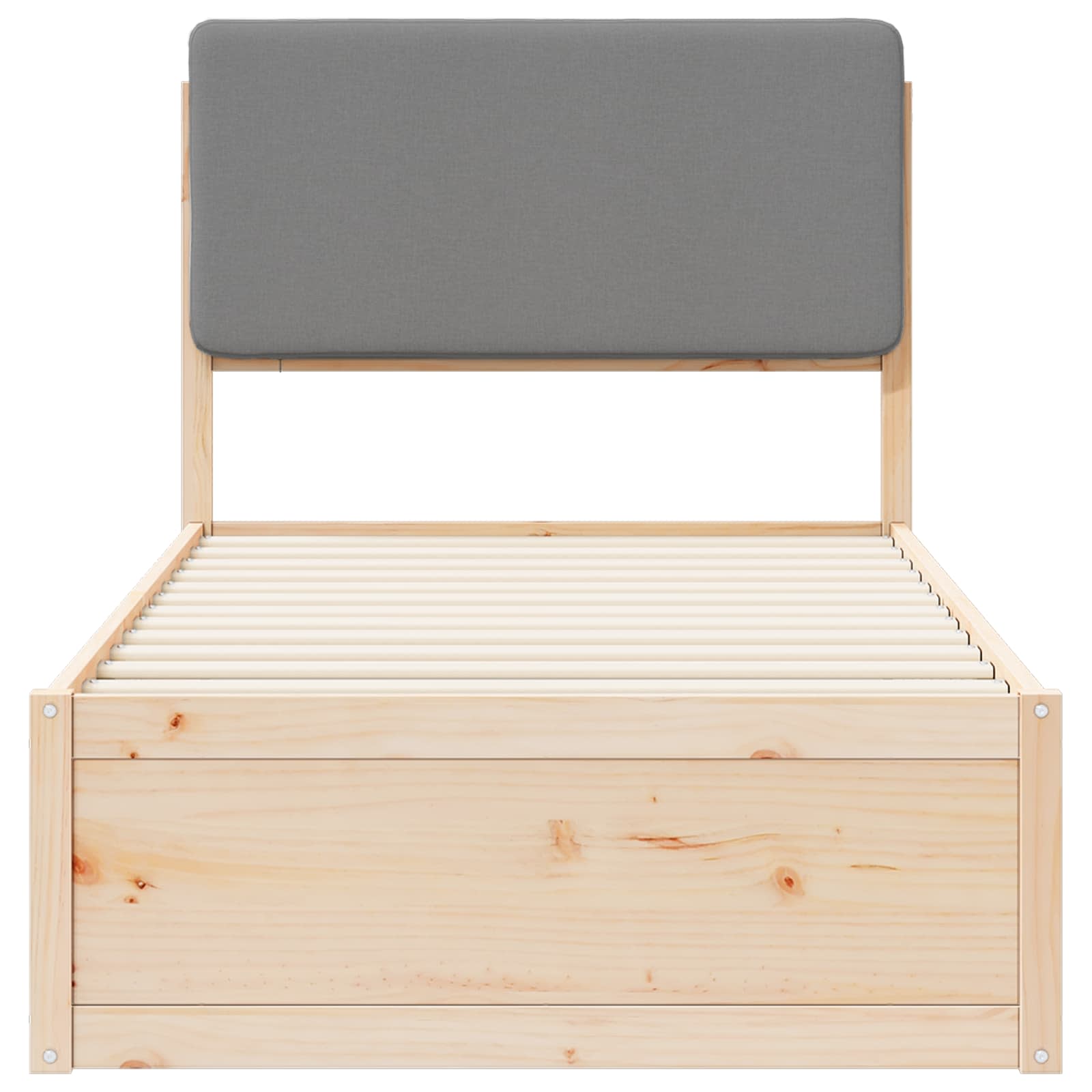 Cadre de lit avec tête de lit rembourrée Gris clair Pin massif - XIOS