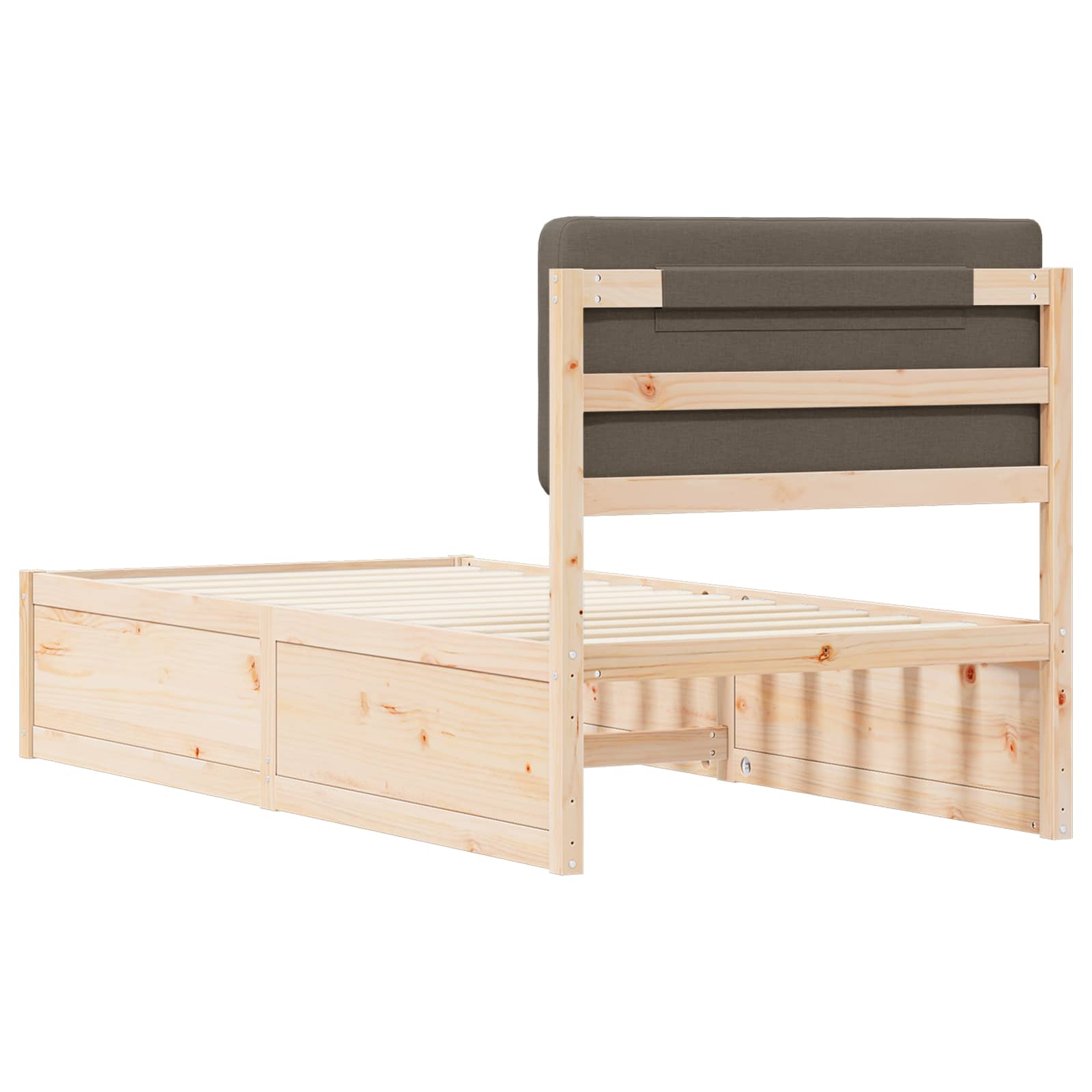 Cadre de lit avec tête de lit rembourrée Taupe 90 x 190 cm - XIOS