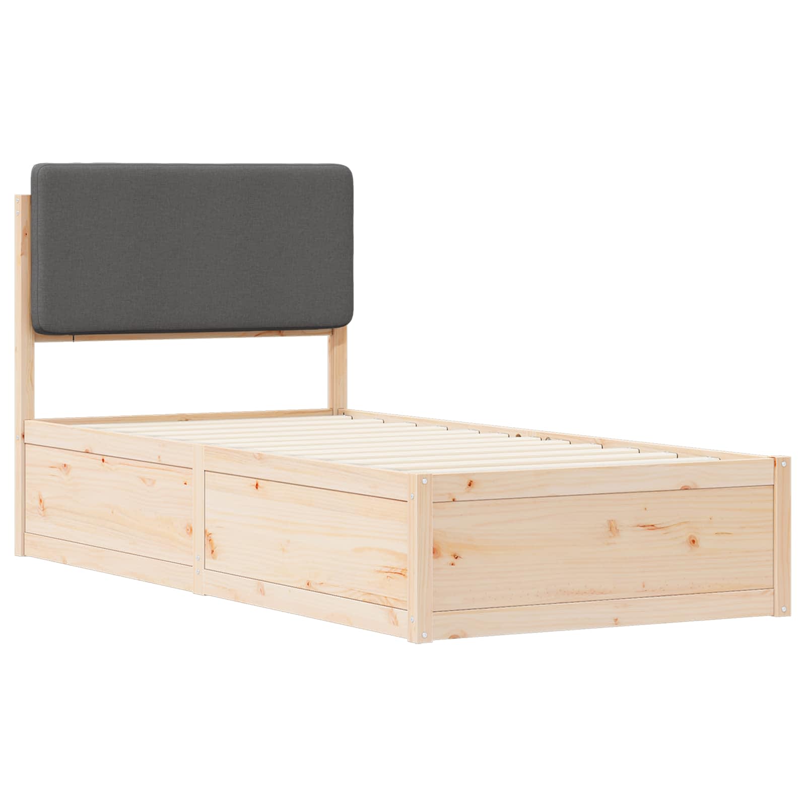 Cadre de lit avec tête de lit rembourrée Gris foncé 75 x 190 cm - XIOS