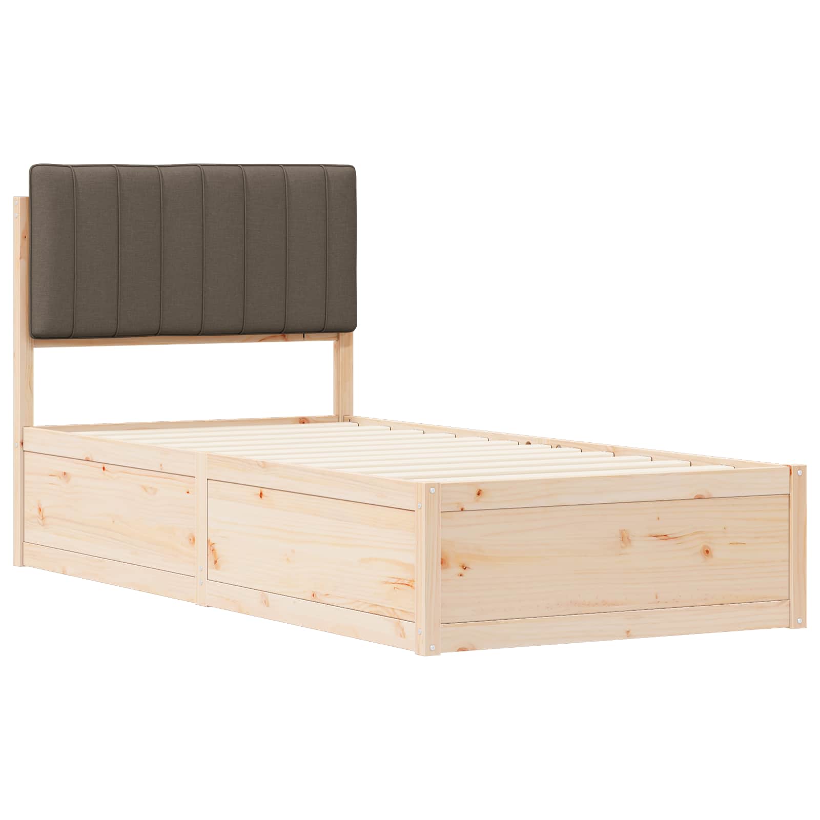 Cadre de lit avec tête de lit rembourrée Taupe 90 x 190 cm - XIOS