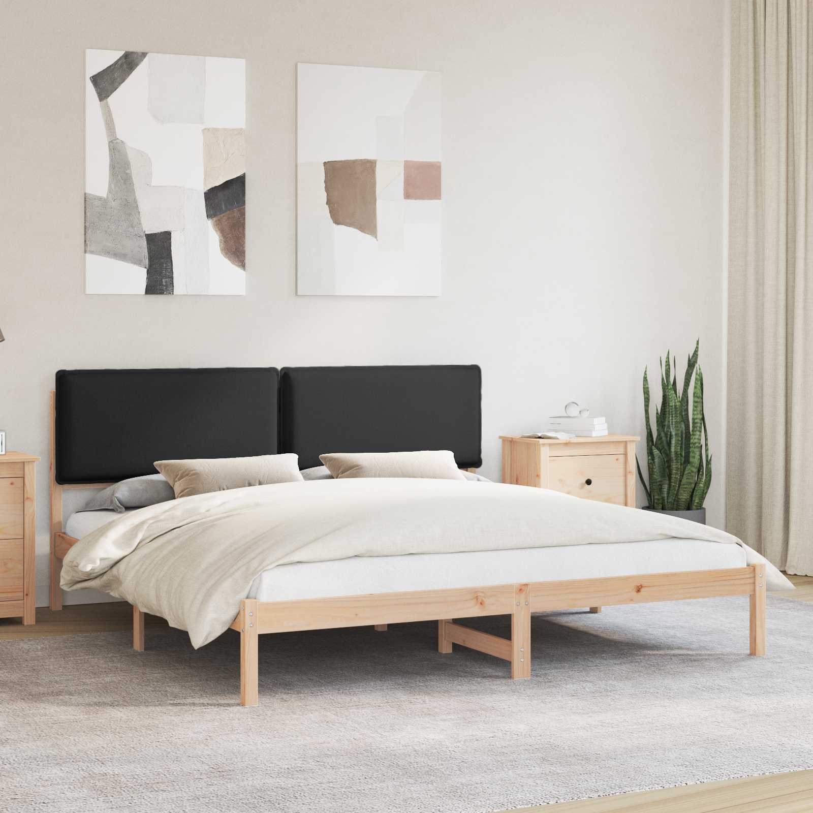 Cadre de lit avec tête de lit rembourrée Noir 180 x 200 cm - XIOS