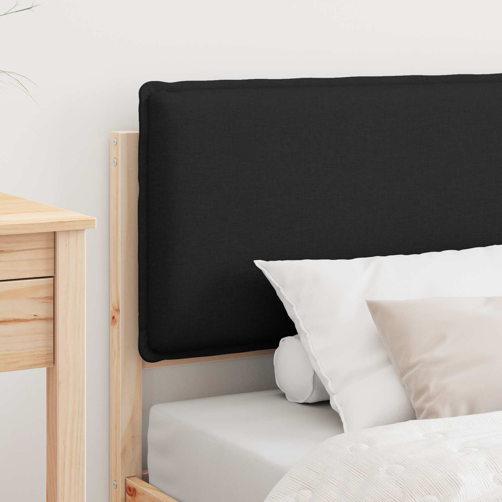Cadre de lit avec tête de lit rembourrée Noir 90 x 190 cm - XIOS