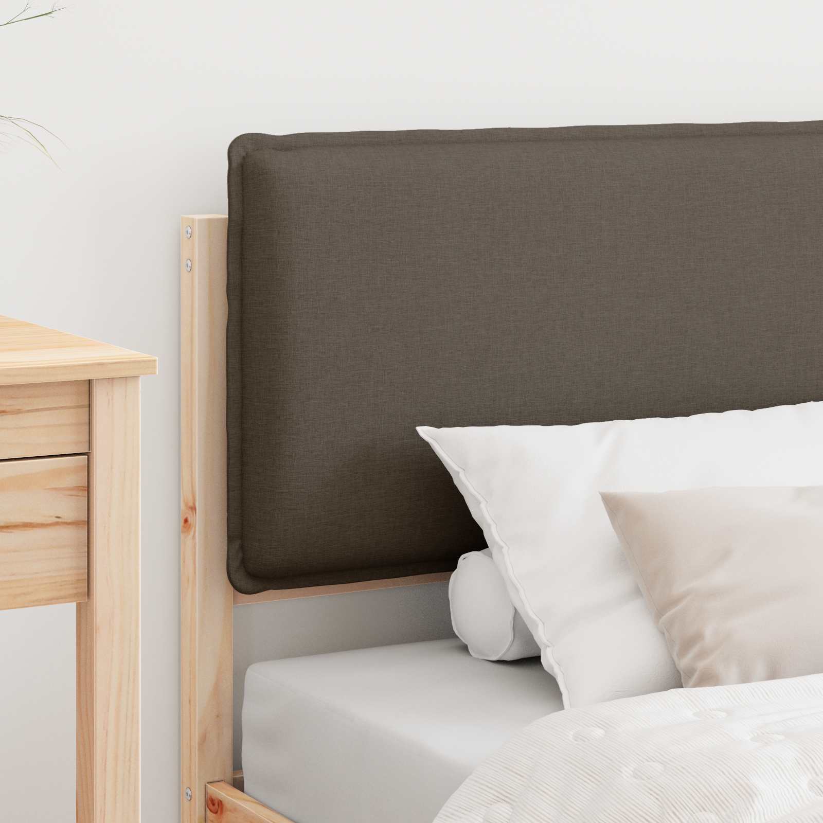 Cadre de lit avec tête de lit rembourrée Taupe 75 x 190 cm - XIOS