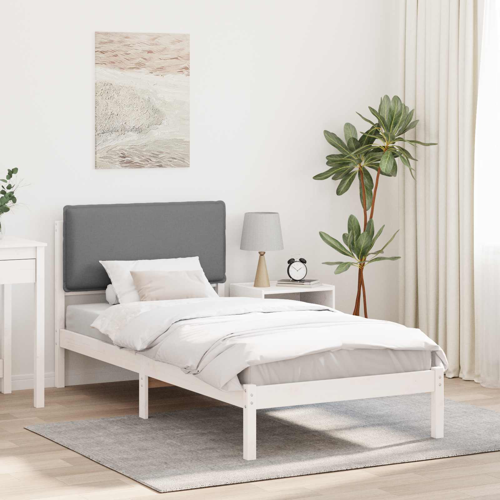 Cadre de lit avec tête de lit rembourrée Gris clair 75 x 190 cm - XIOS