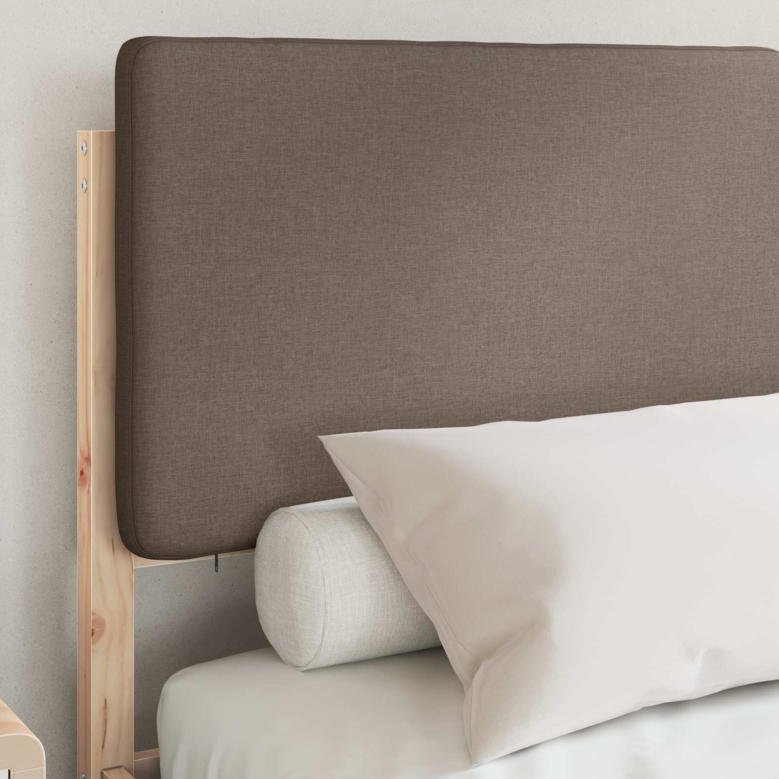 Cadre de lit avec tête de lit rembourrée Taupe 150 x 200 cm - XIOS