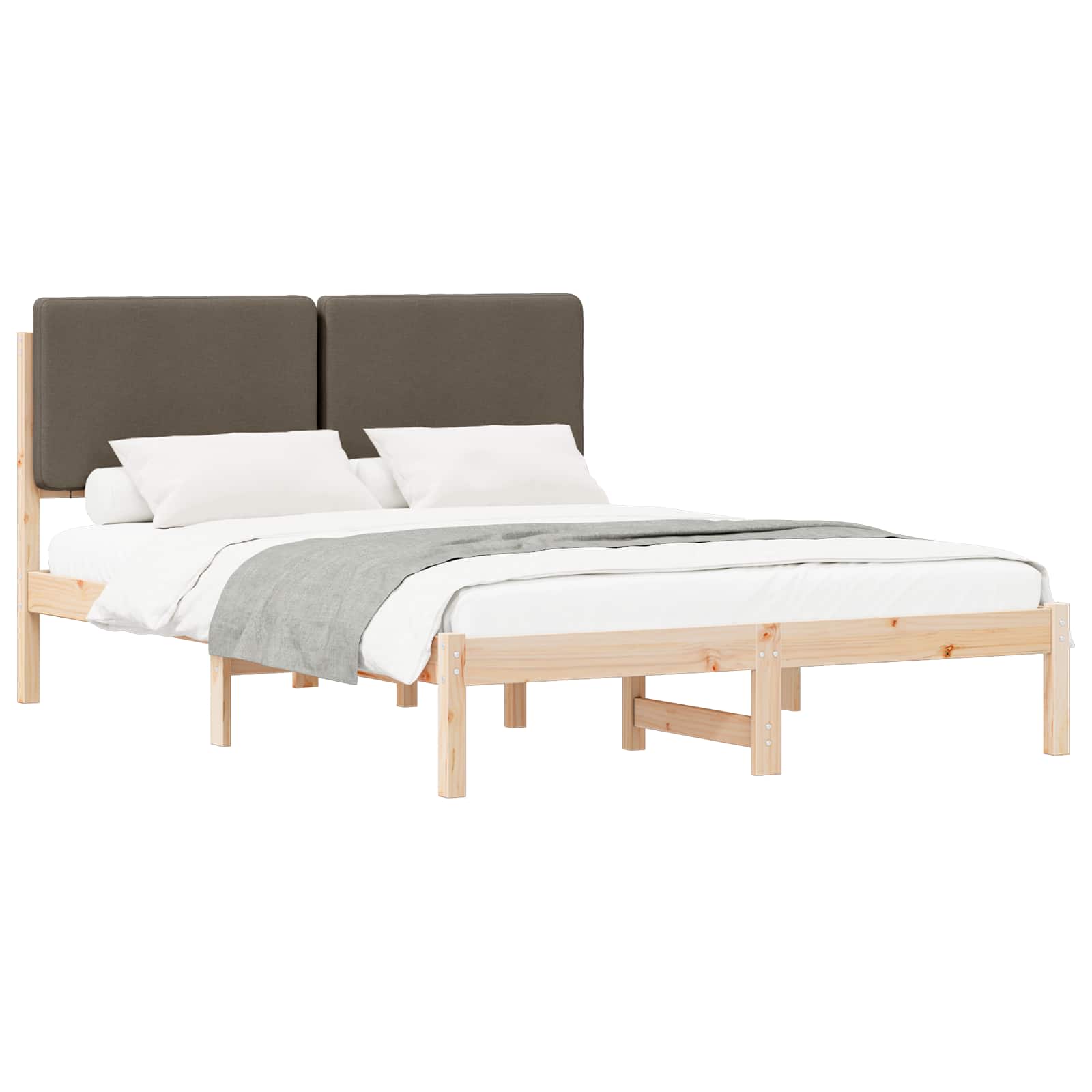 Cadre de lit avec tête de lit rembourrée Taupe 150 x 200 cm - XIOS
