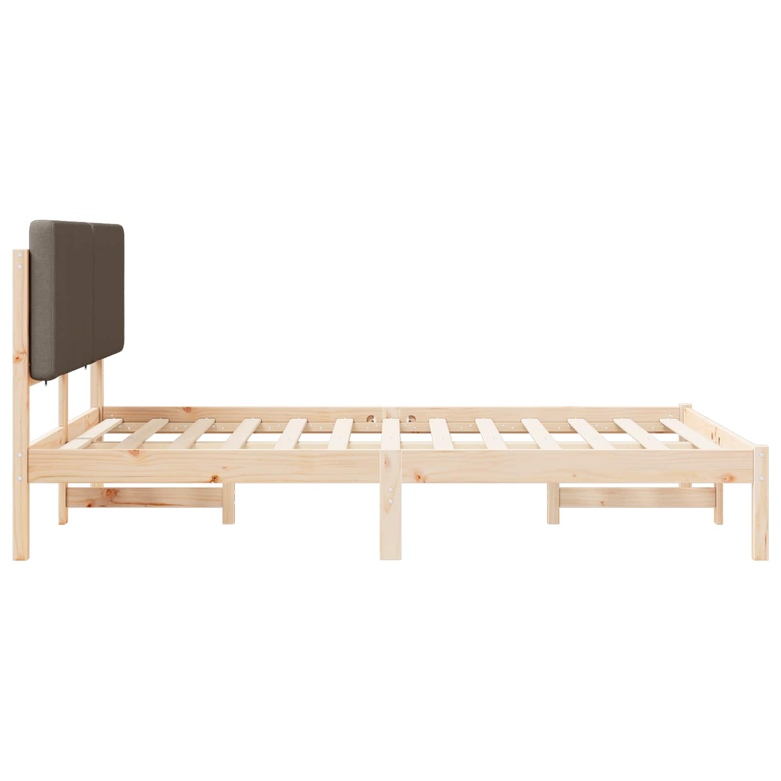 Cadre de lit avec tête de lit rembourrée Taupe 140 x 190 cm - XIOS