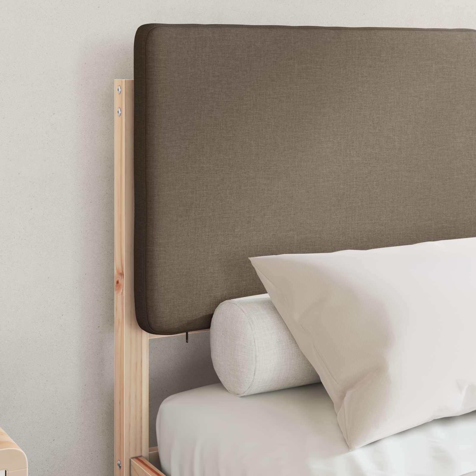 Cadre de lit avec tête de lit rembourrée Taupe 120 x 190 cm - XIOS