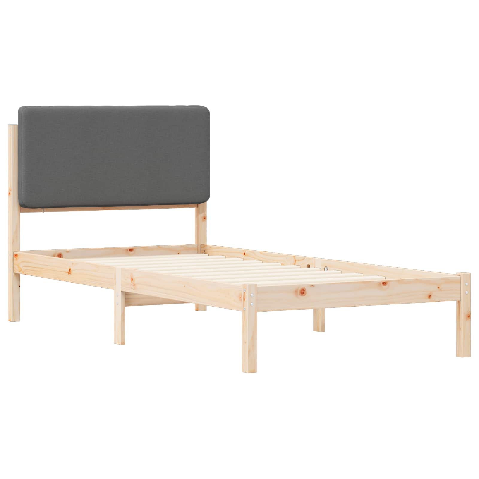 Cadre de lit avec tête de lit rembourrée Gris foncé 90 x 190 cm - XIOS