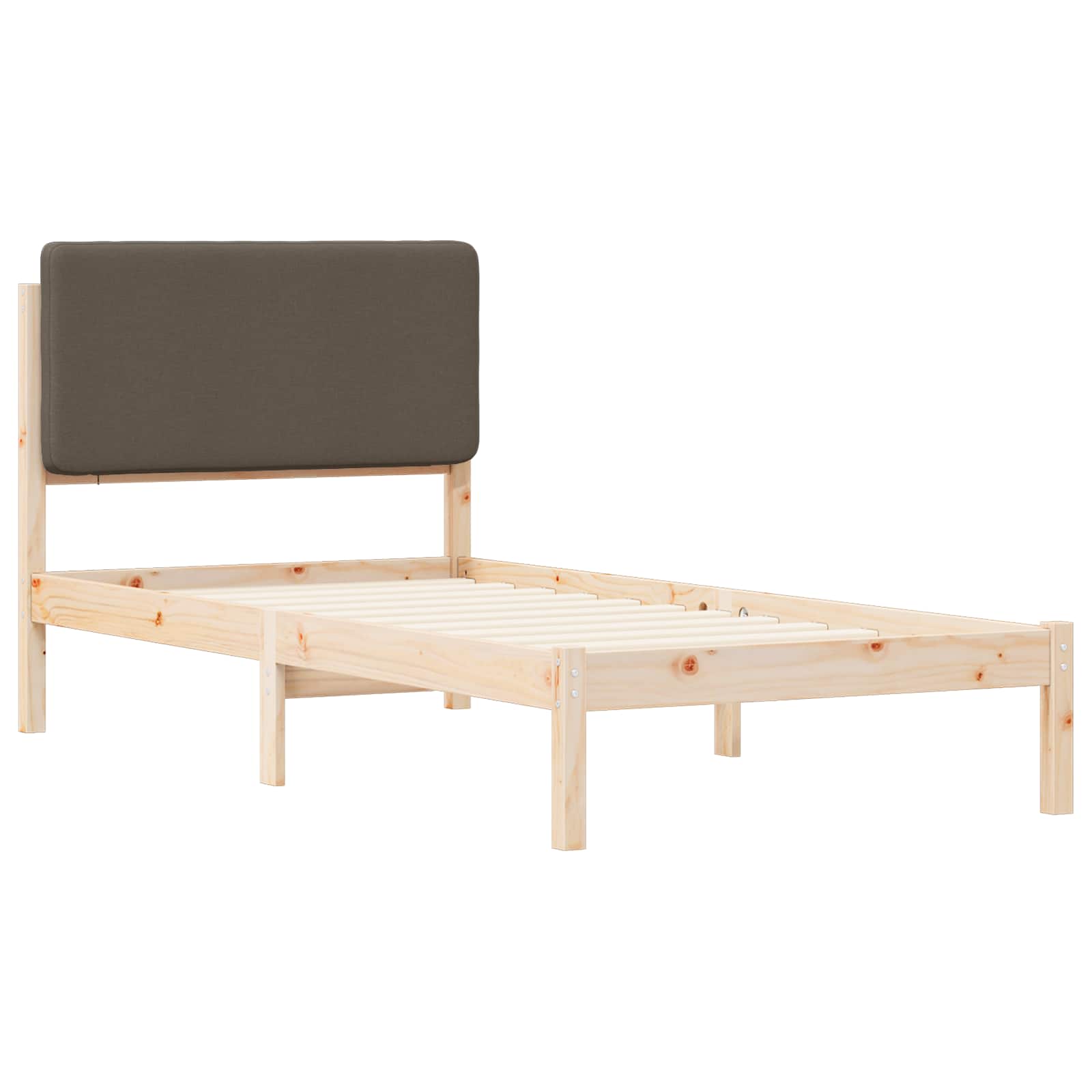 Cadre de lit avec tête de lit rembourrée Taupe 90 x 190 cm - XIOS