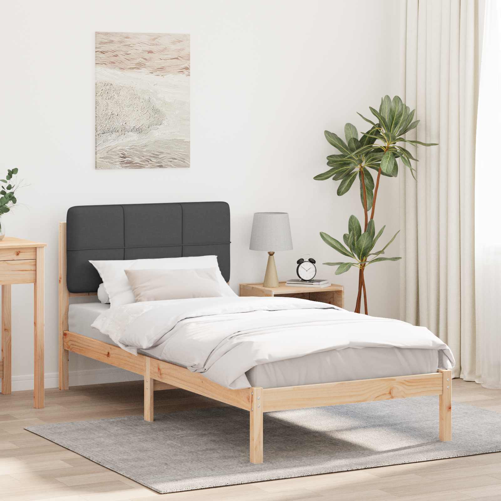 Cadre de lit avec tête de lit rembourrée Gris foncé 80 x 200 cm - XIOS