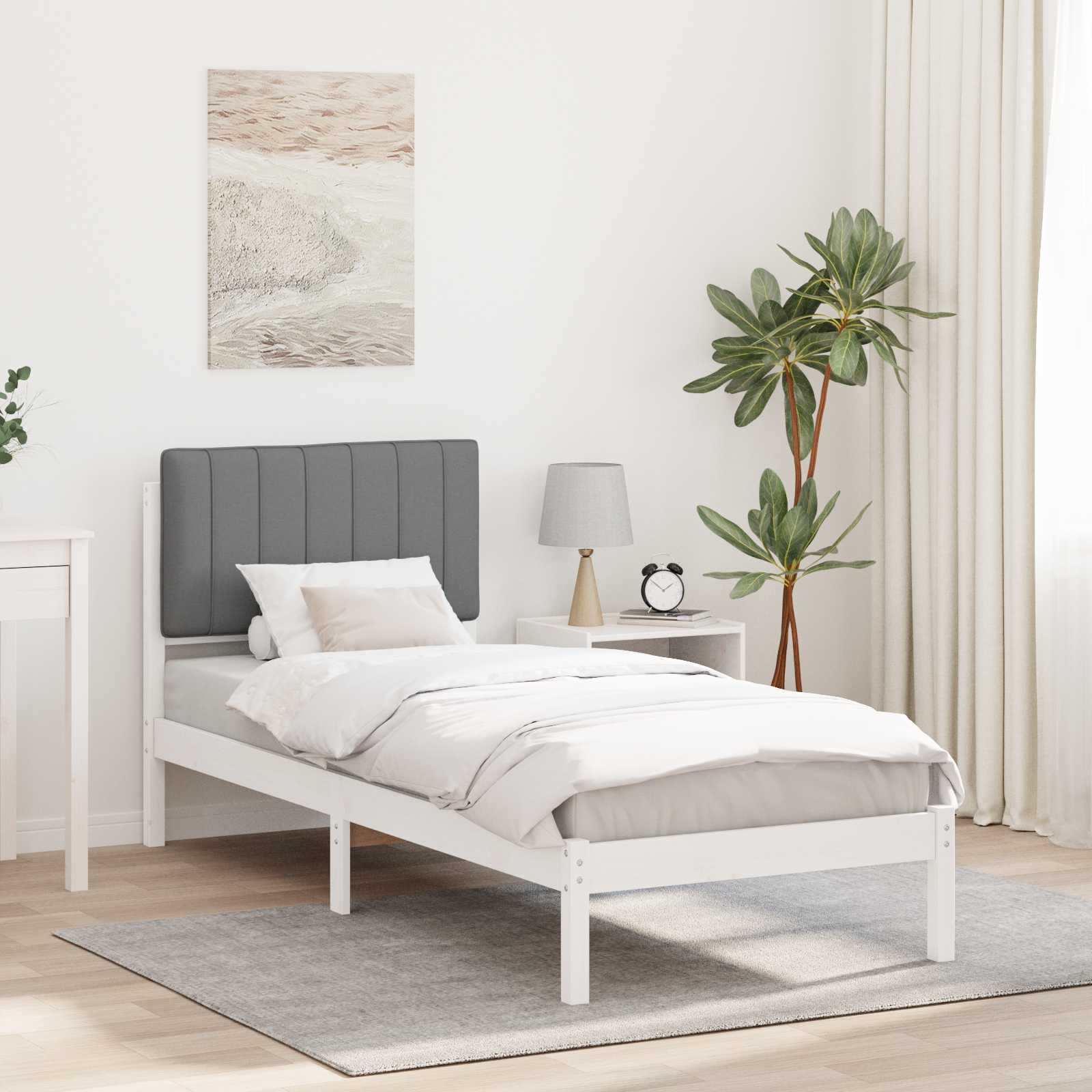 Cadre de lit avec tête de lit rembourrée Gris clair 80 x 200 cm - XIOS