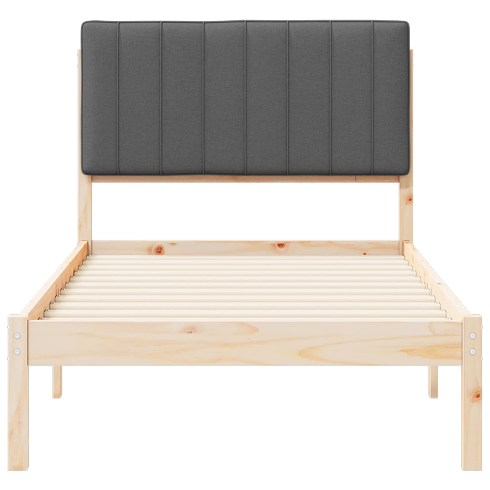 Cadre de lit avec tête de lit rembourrée Gris foncé 90 x 190 cm - XIOS