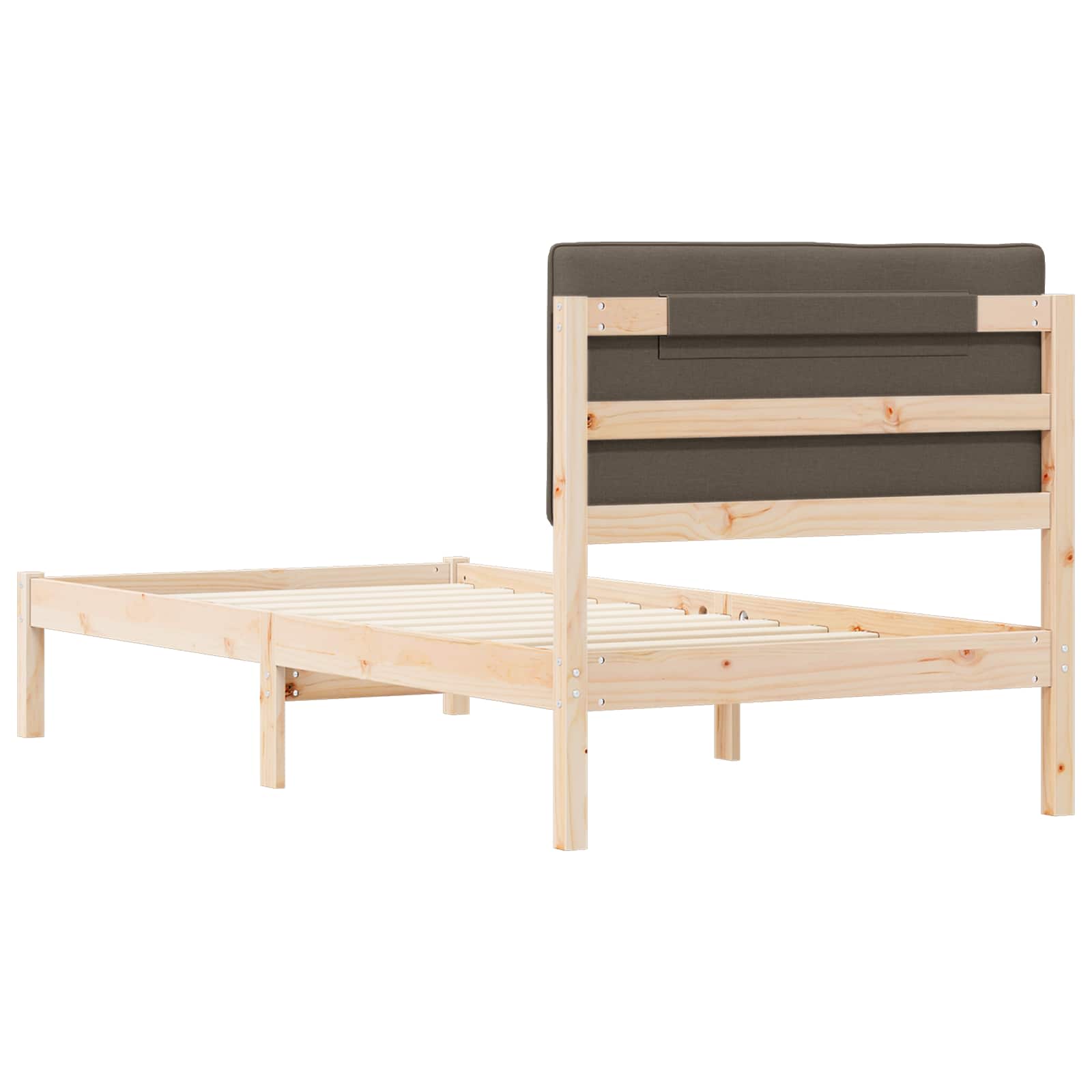 Cadre de lit avec tête de lit rembourrée Taupe 90 x 190 cm - XIOS