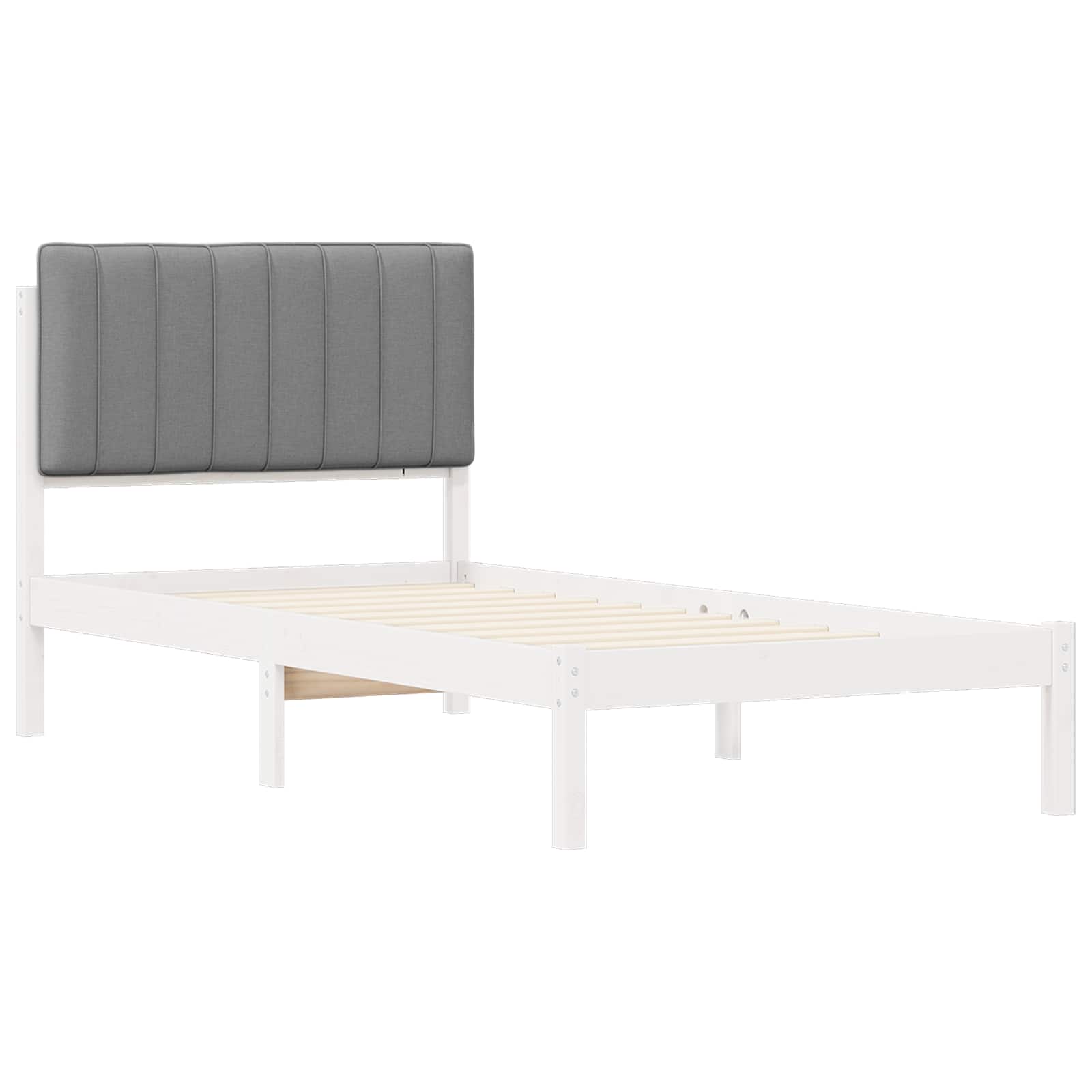 Cadre de lit avec tête de lit rembourrée Gris clair 90 x 190 cm - XIOS