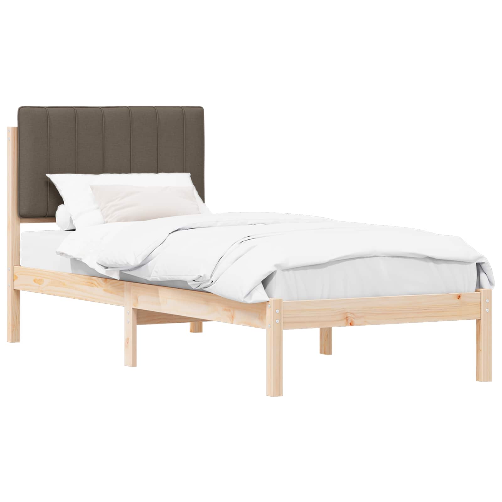 Cadre de lit avec tête de lit rembourrée Taupe 75 x 190 cm - XIOS