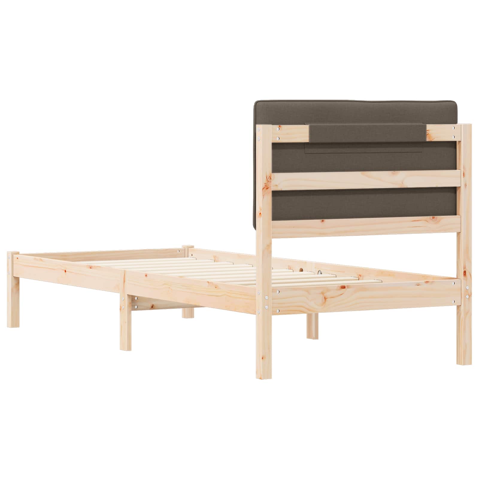 Cadre de lit avec tête de lit rembourrée Taupe 75 x 190 cm - XIOS