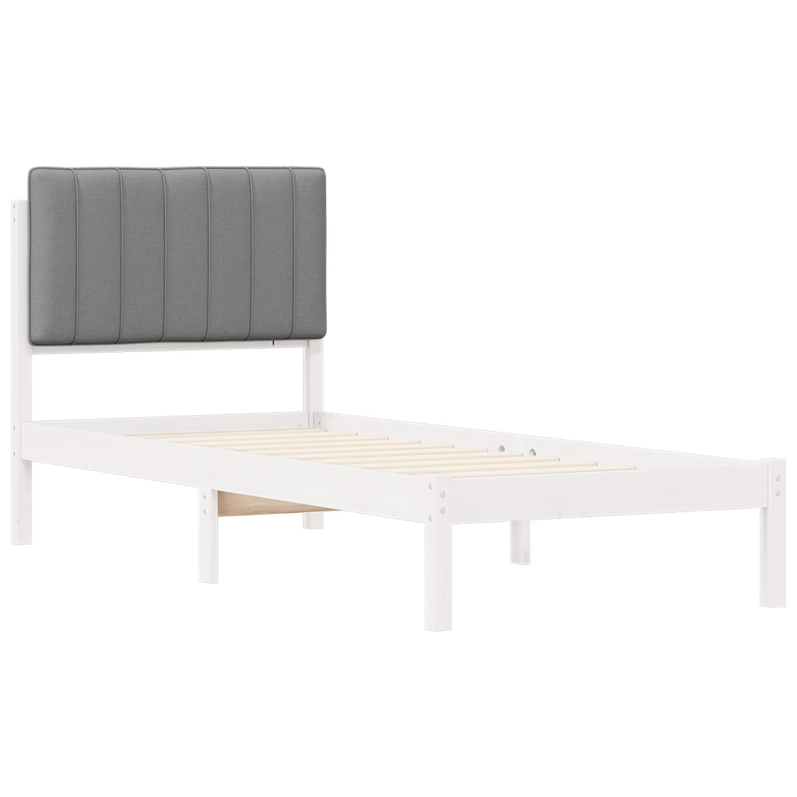 Cadre de lit avec tête de lit rembourrée Gris clair 75 x 190 cm - XIOS