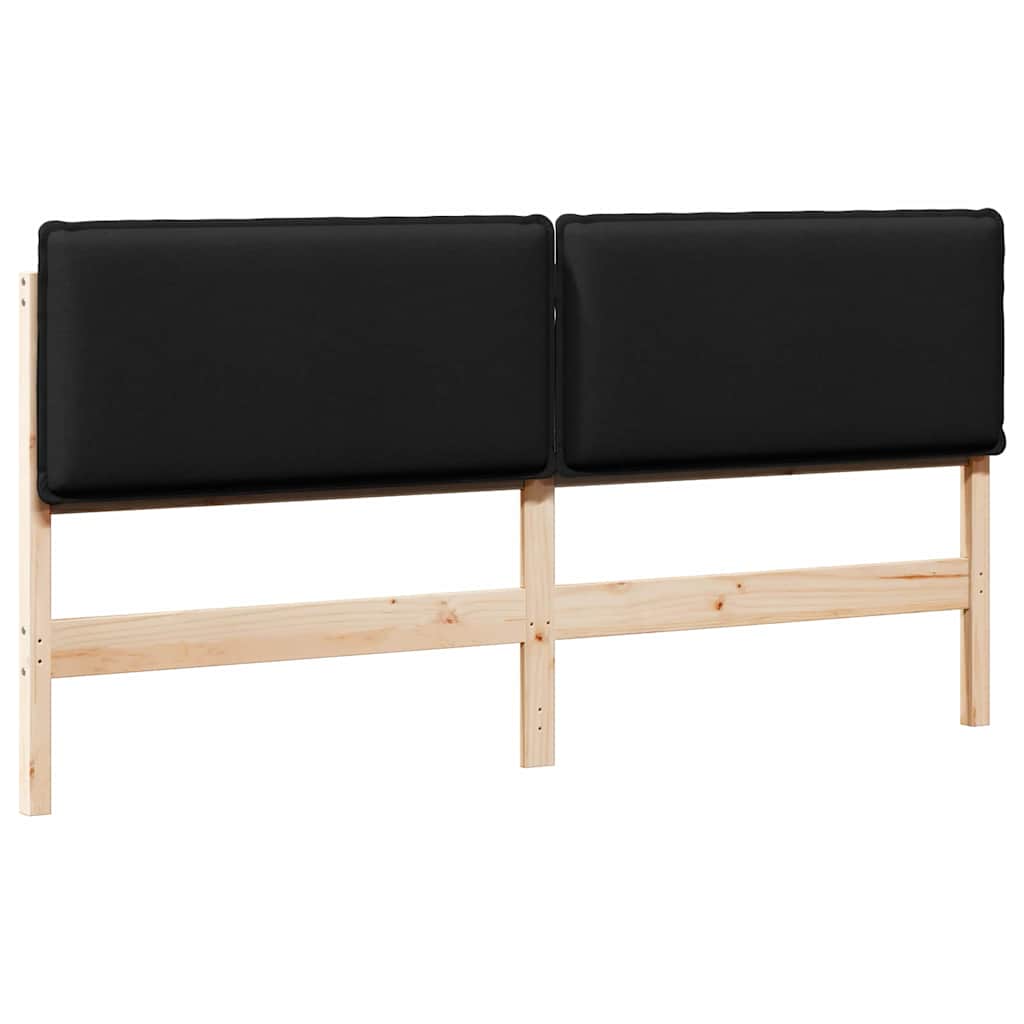Tête de lit capitonnée Naturel et Noir 180 cm Pin massif - XIOS
