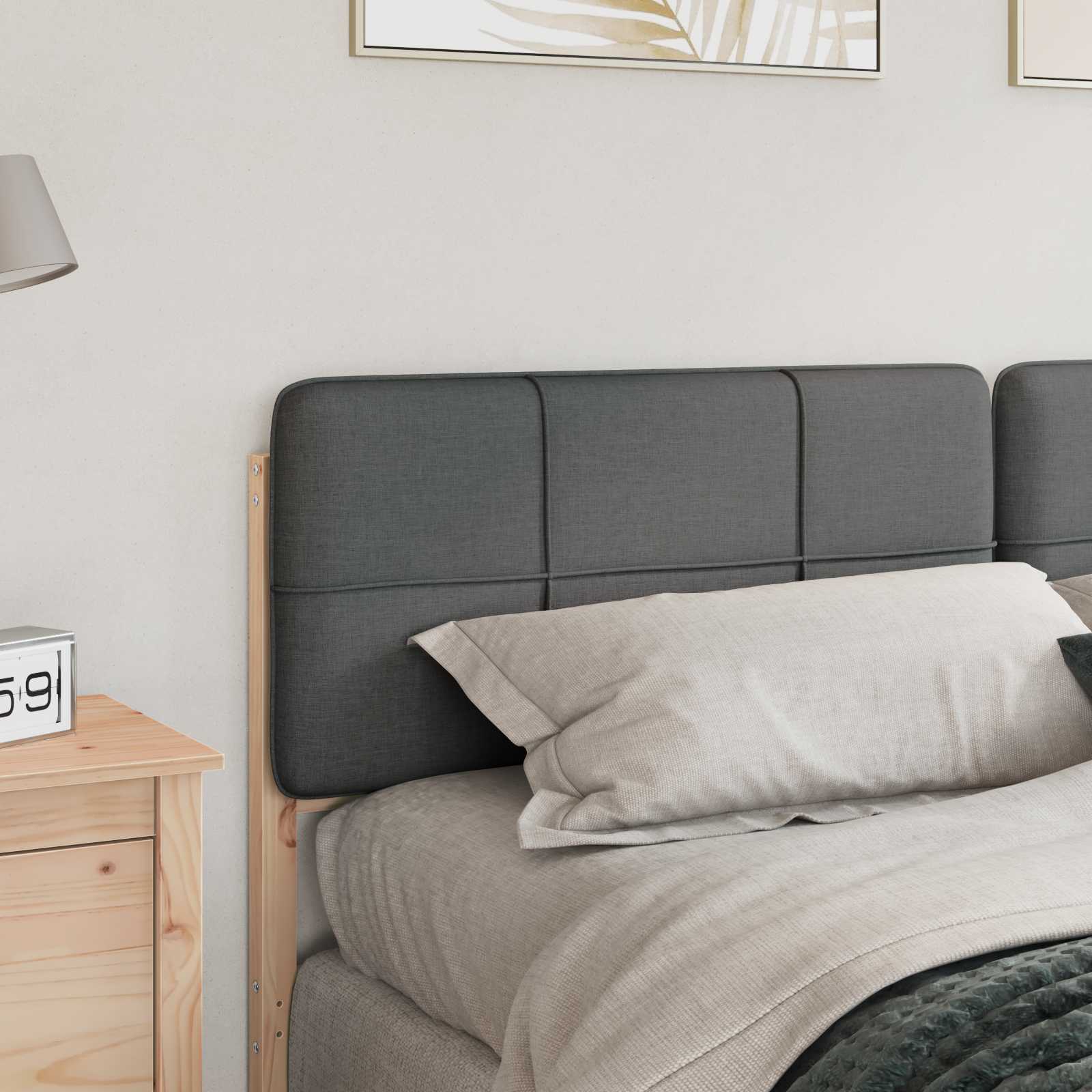 Tête de lit capitonnée Marron et gris clair 200 cm Pin massif - XIOS