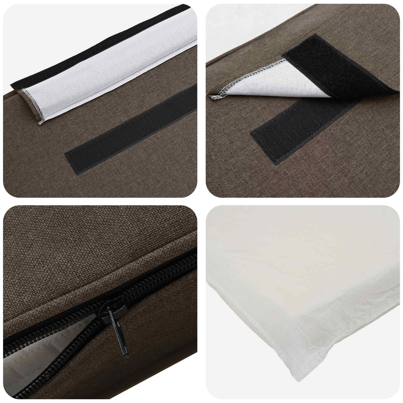 Tête de lit capitonnée Marron et Taupe 200 cm Pin massif - XIOS