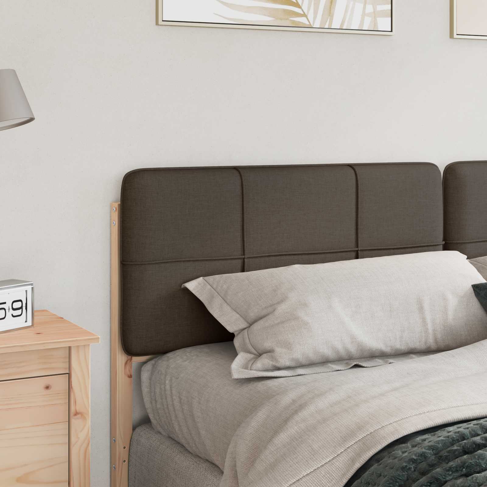 Tête de lit capitonnée Marron et Taupe 200 cm Pin massif - XIOS