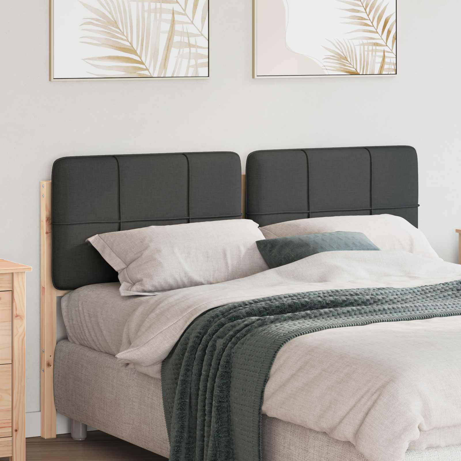 Tête de lit capitonnée Brun et gris foncé 160 cm Pin massif - XIOS