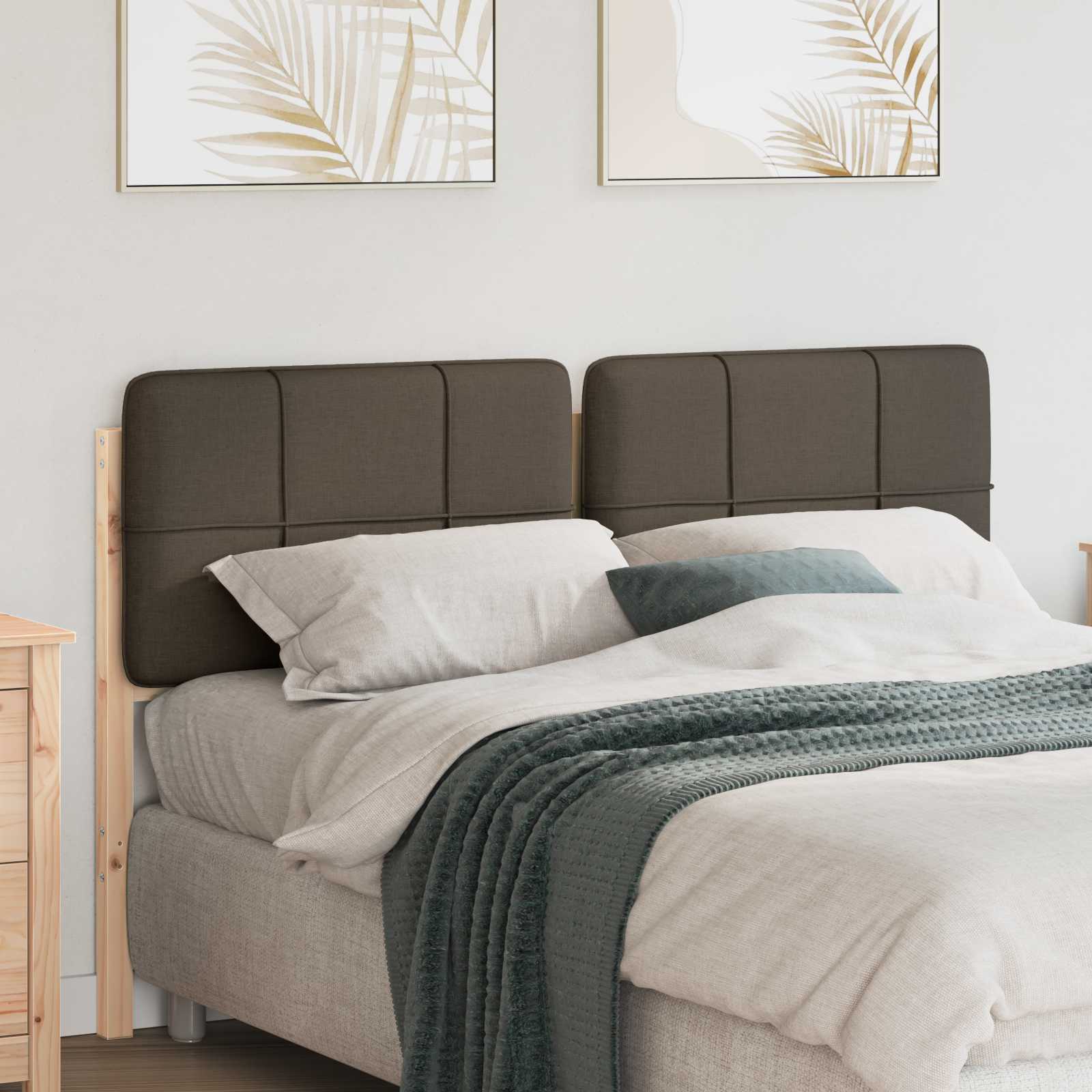 Tête de lit capitonnée Marron et Taupe 140 cm Pin massif - XIOS