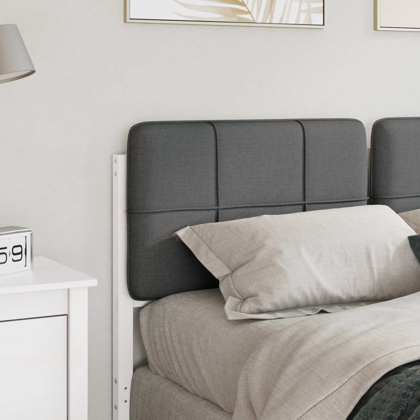 Tête de lit capitonnée Blanc et gris clair 135 cm Pin massif - XIOS