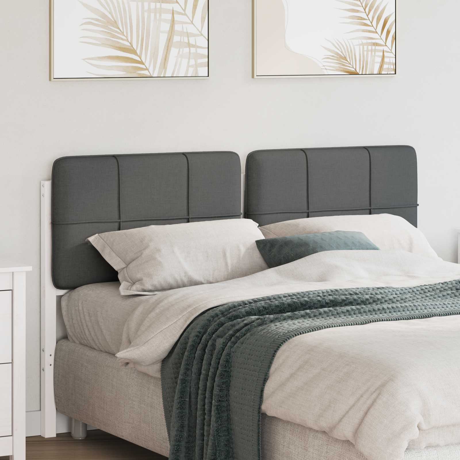 Tête de lit capitonnée Blanc et gris clair 135 cm Pin massif - XIOS