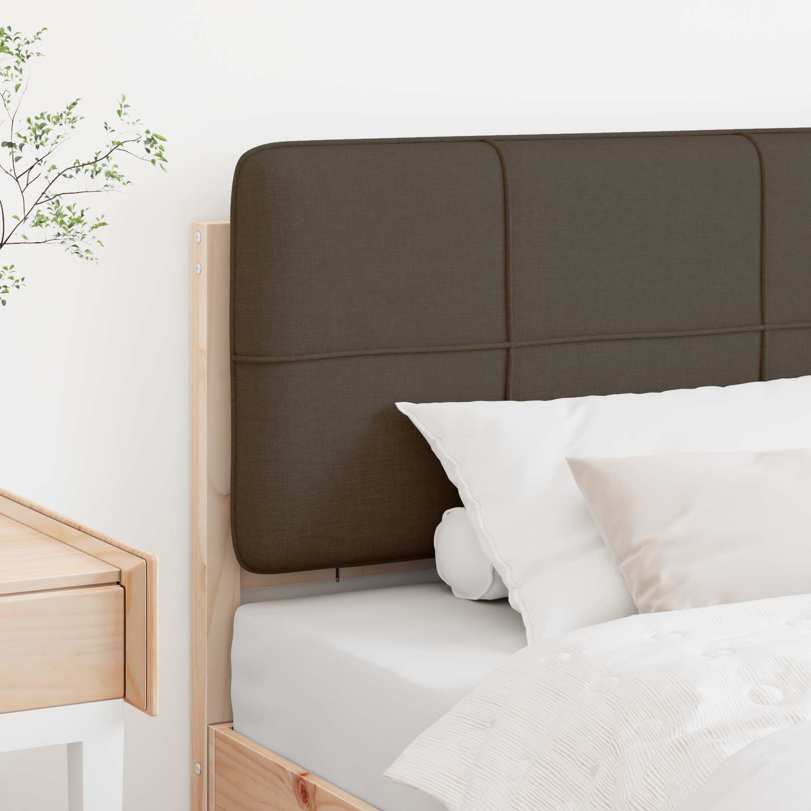 Tête de lit capitonnée Marron et Taupe 100 cm Pin massif - XIOS