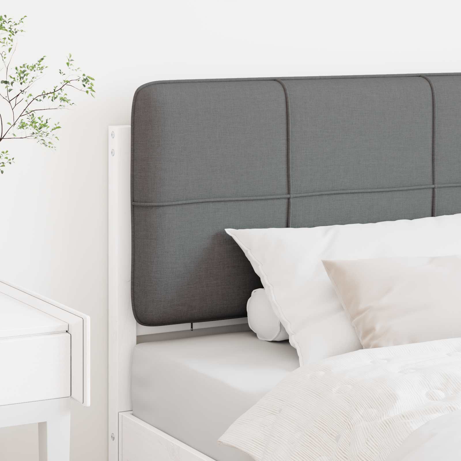 Tête de lit capitonnée Blanc et gris clair 100 cm Pin massif - XIOS