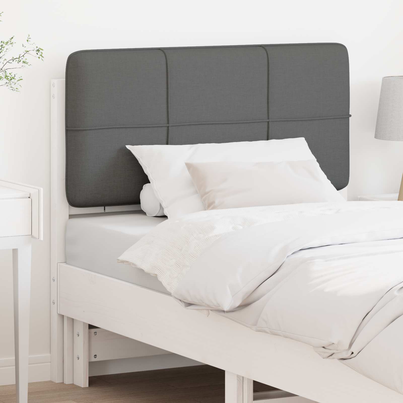 Tête de lit capitonnée Blanc et gris clair 90 cm Pin massif - XIOS