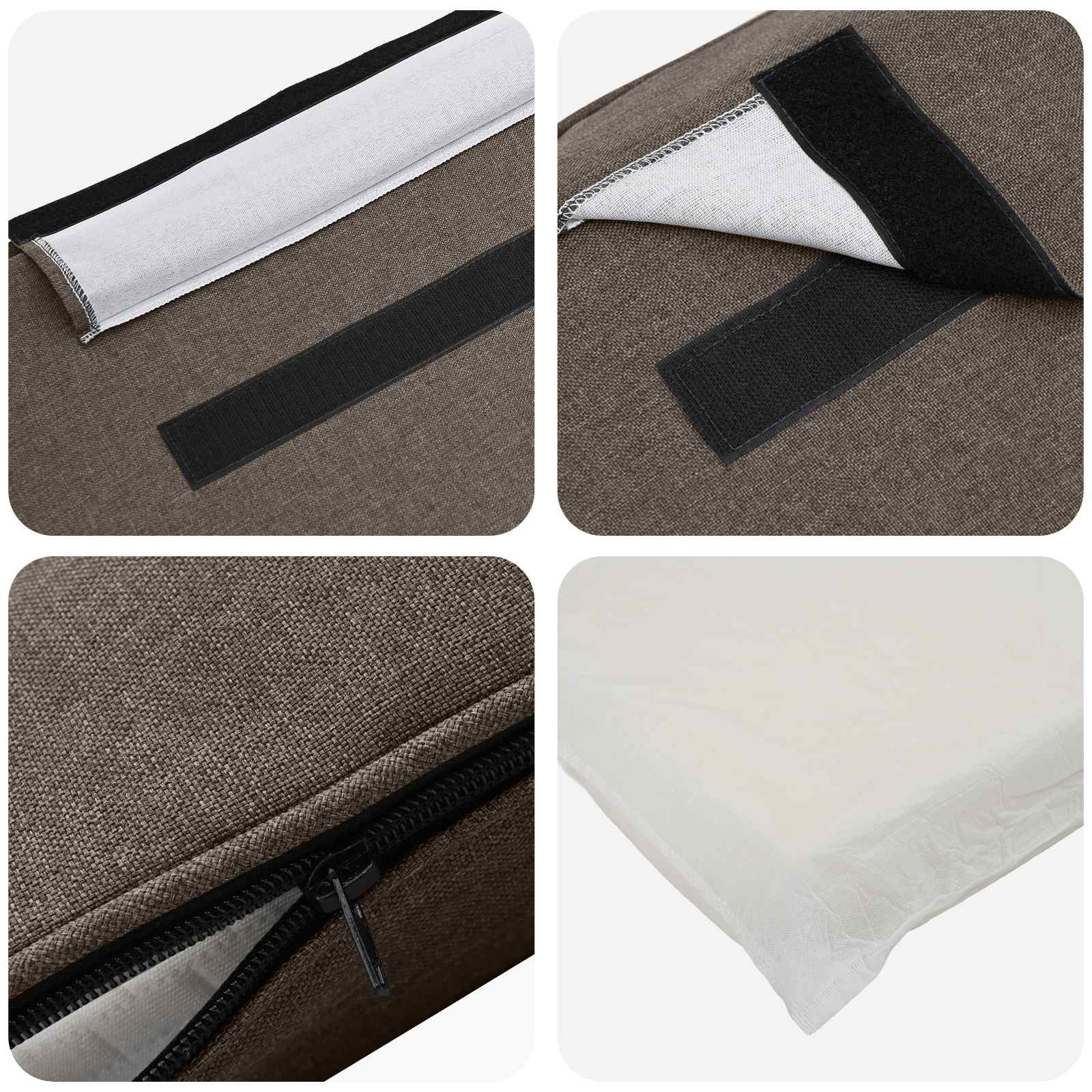 Tête de lit capitonnée Marron et Taupe 160 cm Pin massif - XIOS