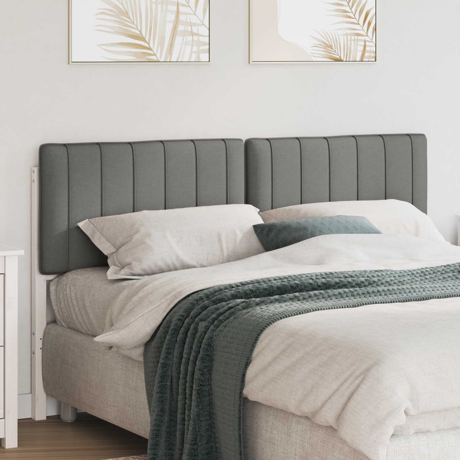 Tête de lit capitonnée Blanc et gris clair 160 cm Pin massif - XIOS