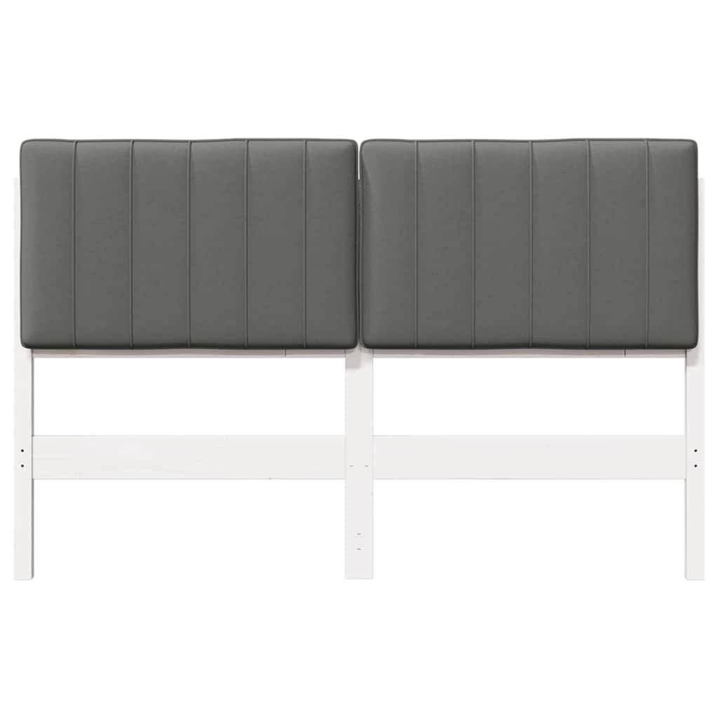 Tête de lit capitonnée Blanc et gris clair 135 cm Pin massif - XIOS