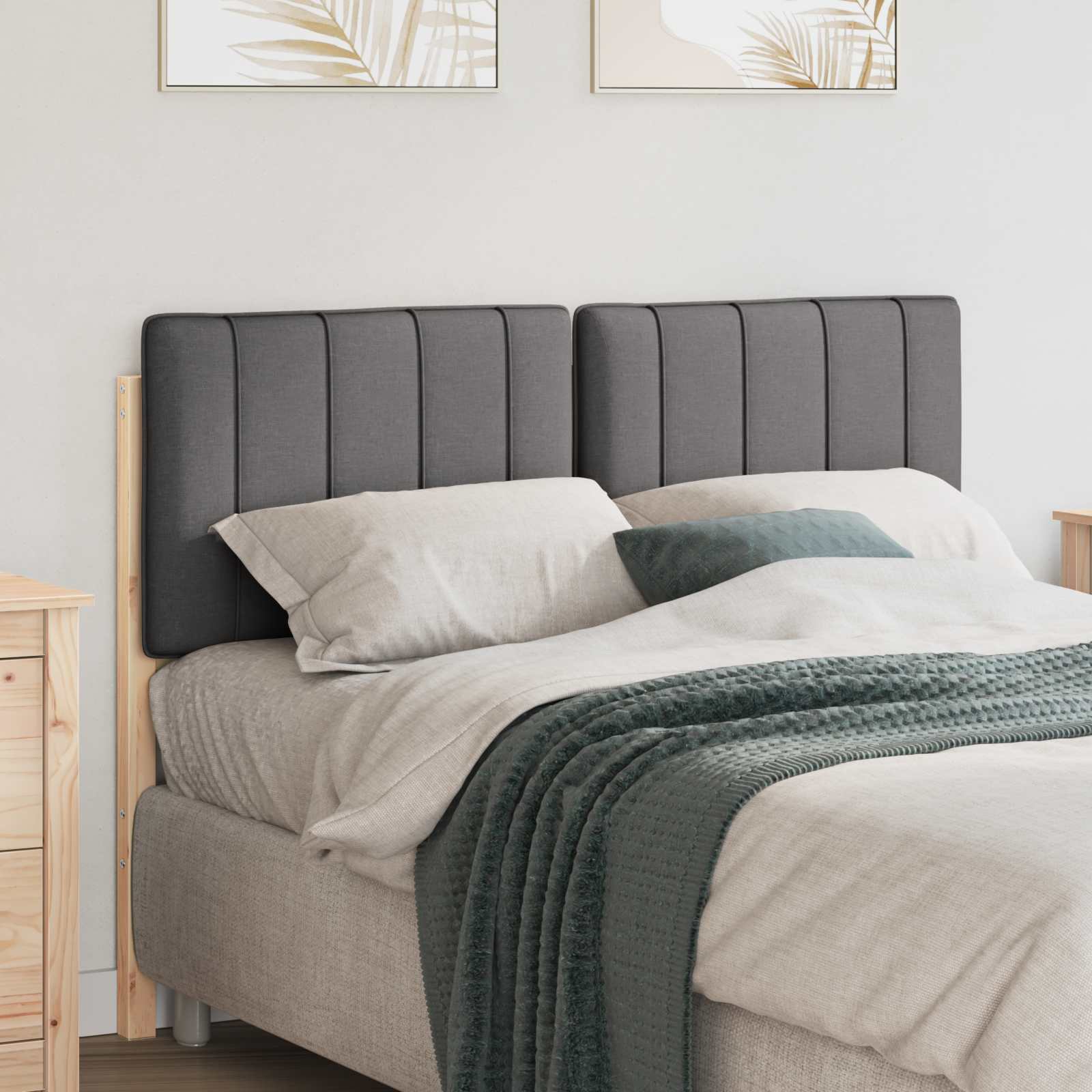 Tête de lit capitonnée Brun et gris foncé 120 cm Pin massif - XIOS