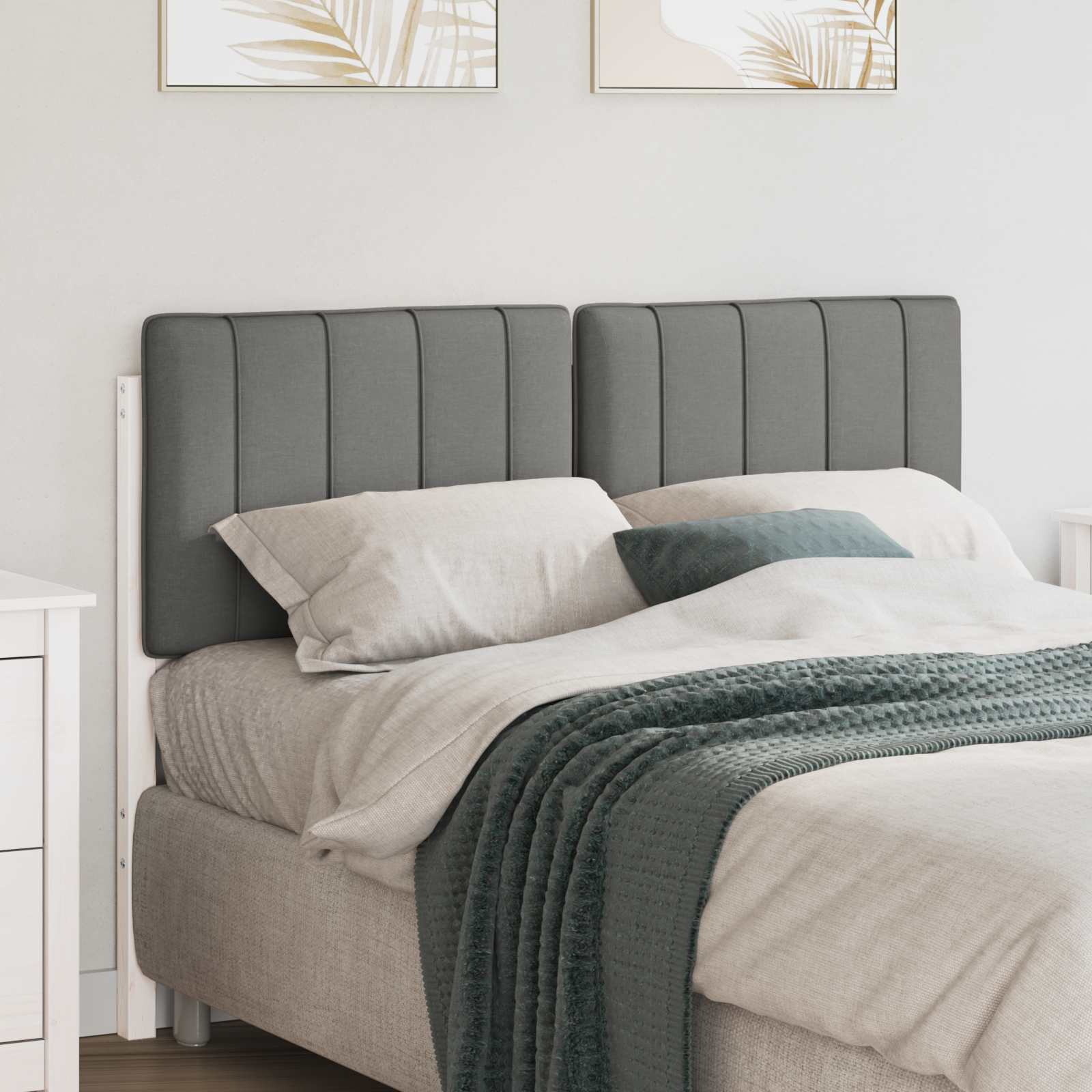 Tête de lit capitonnée Blanc et gris clair 120 cm Pin massif - XIOS