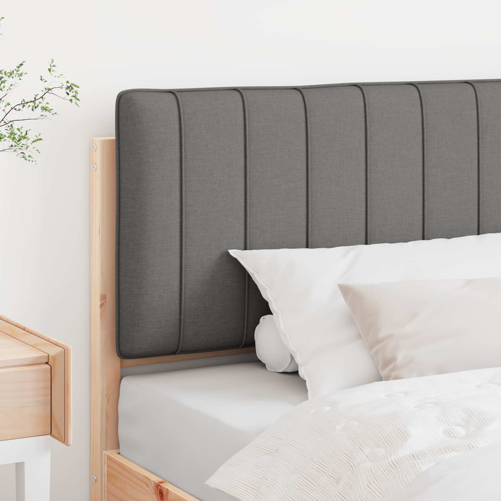 Tête de lit capitonnée Marron et gris clair 100 cm Pin massif - XIOS
