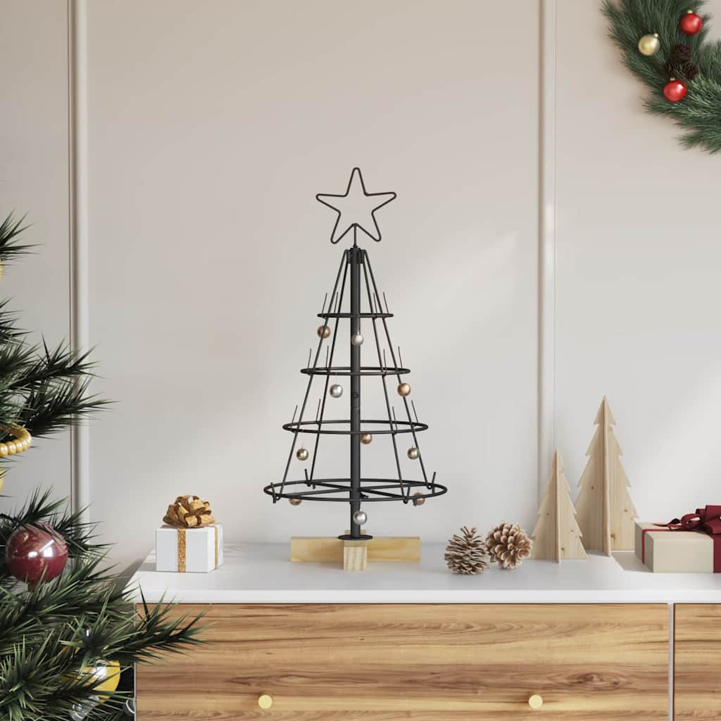 Arbre en cône de Noël avec support Noir 60 cm Acier - XIOS