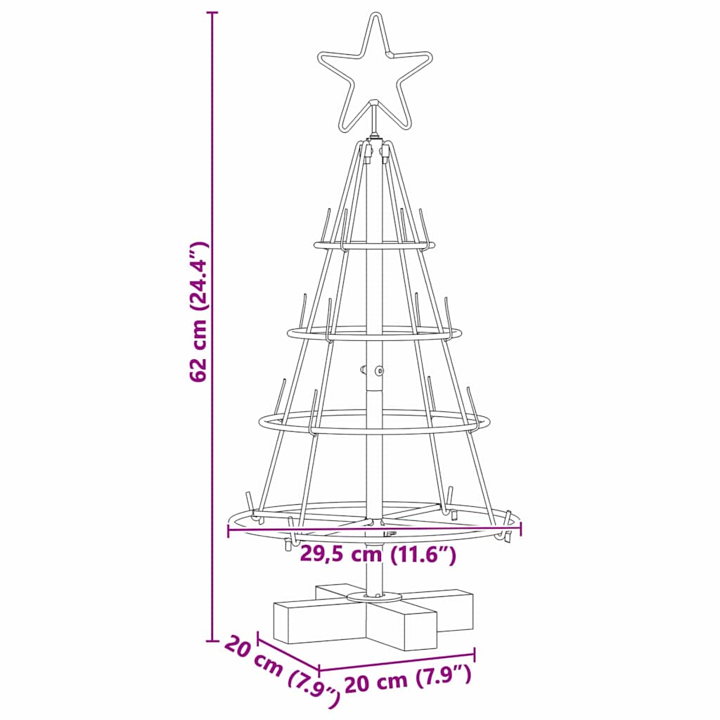 Arbre en cône de Noël avec support Noir 60 cm Acier - XIOS